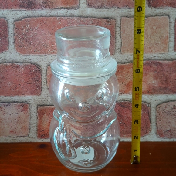 Vintage Libbey Clear Glass Jar Snowman Shape Christmas Cookie/Candy Jar … - Picture 7 of 7